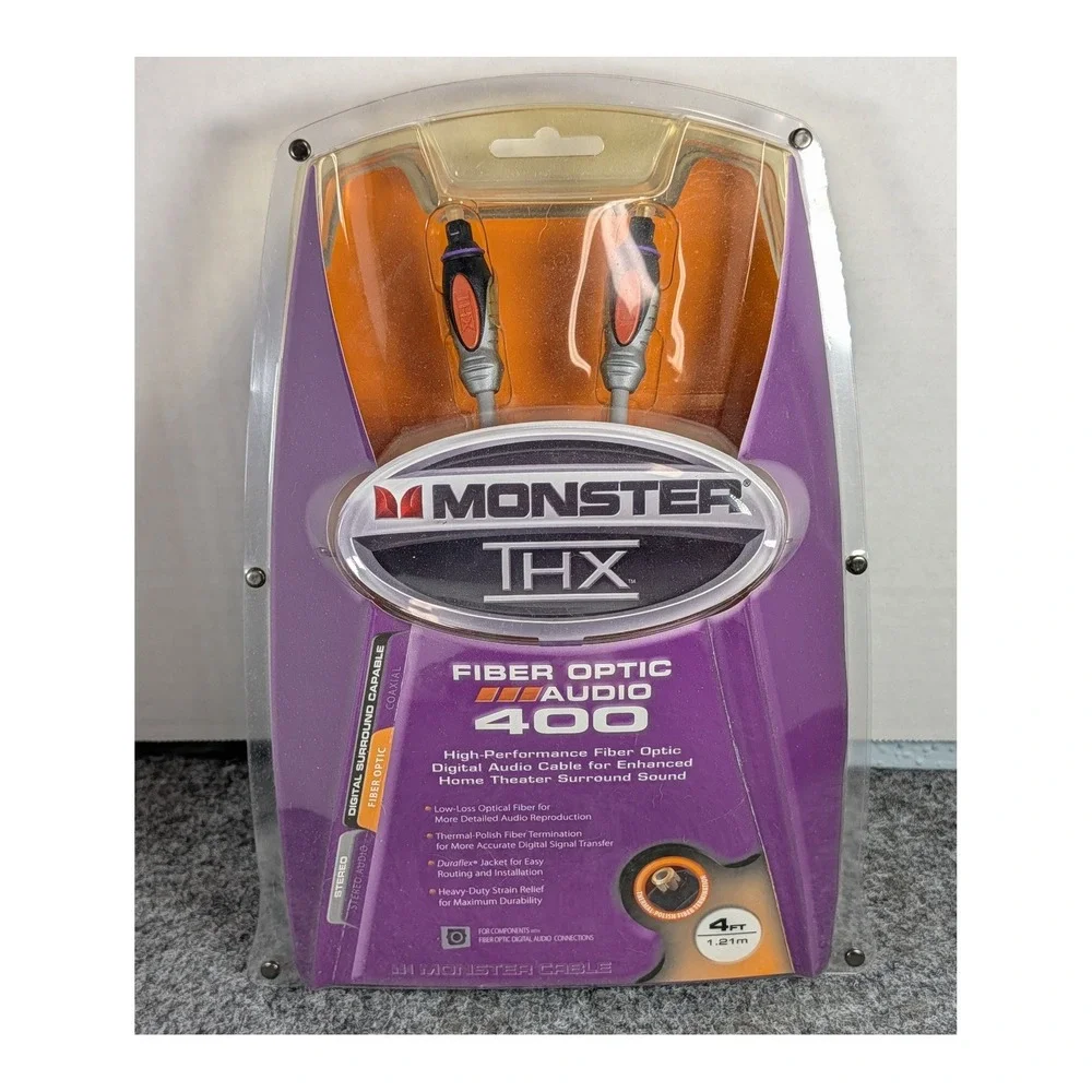 Monster THX Certified Fiber Optic Digital Audio 400 Cable 4ft 1.21m New Sealed